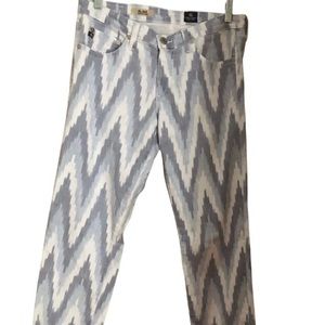 AG the Stilt 29R Ikat Cigarette Jean Blue Boho Hip